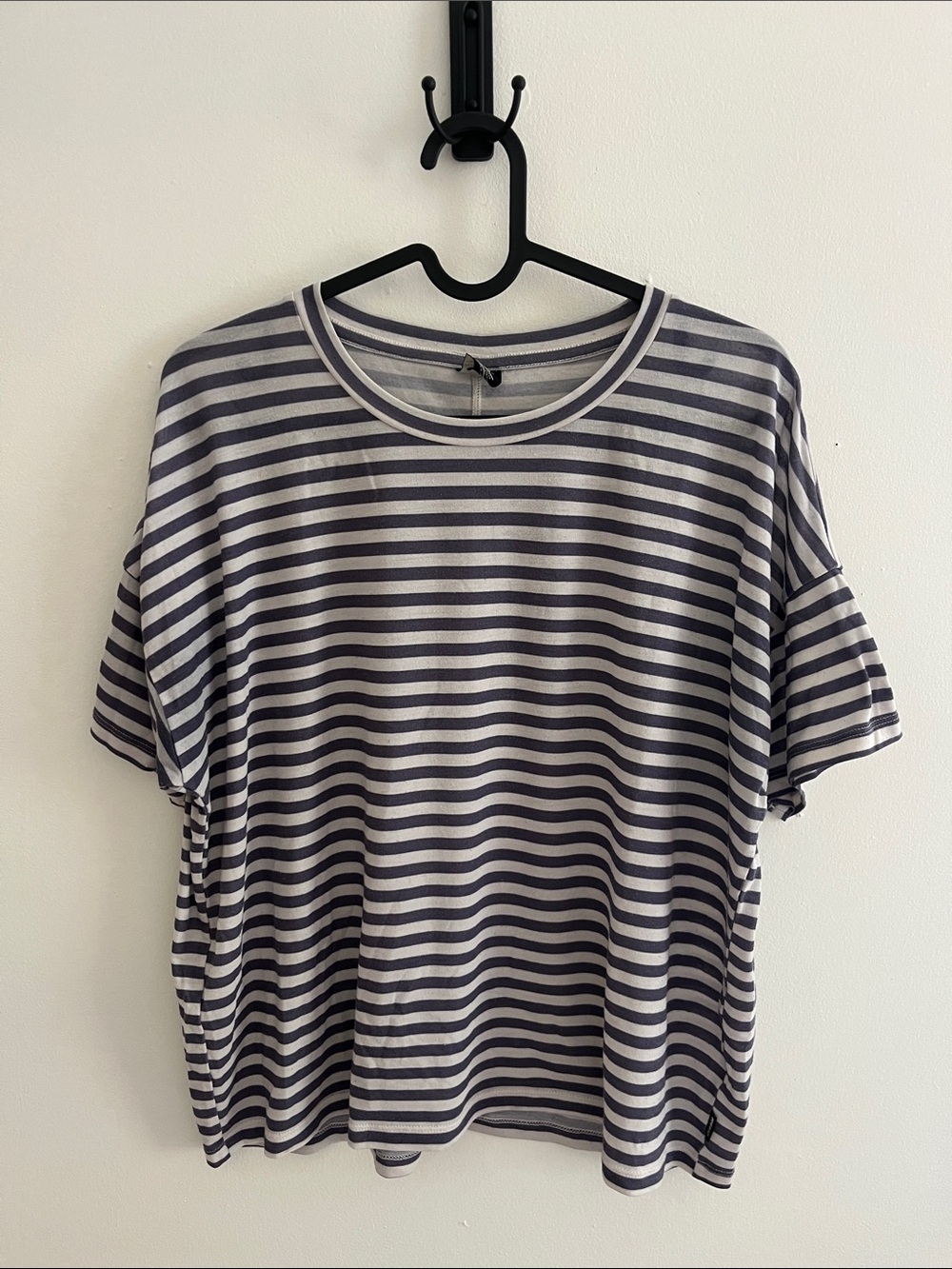 REI Striped Crewneck Tee in Gray and White